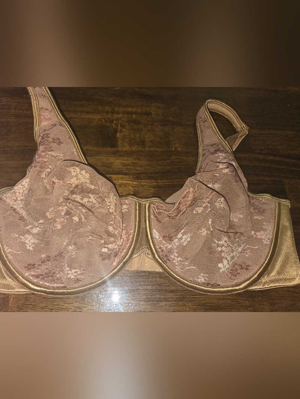 Women’s 40 DD Underwire Lace Bra in Dusty Rose/tan